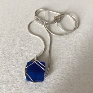 Blue seaglass necklace